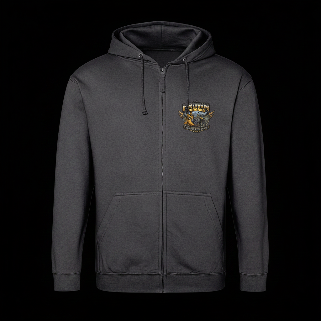 Adventure Bikes Zip Hoodie - Charcoal - Black Background