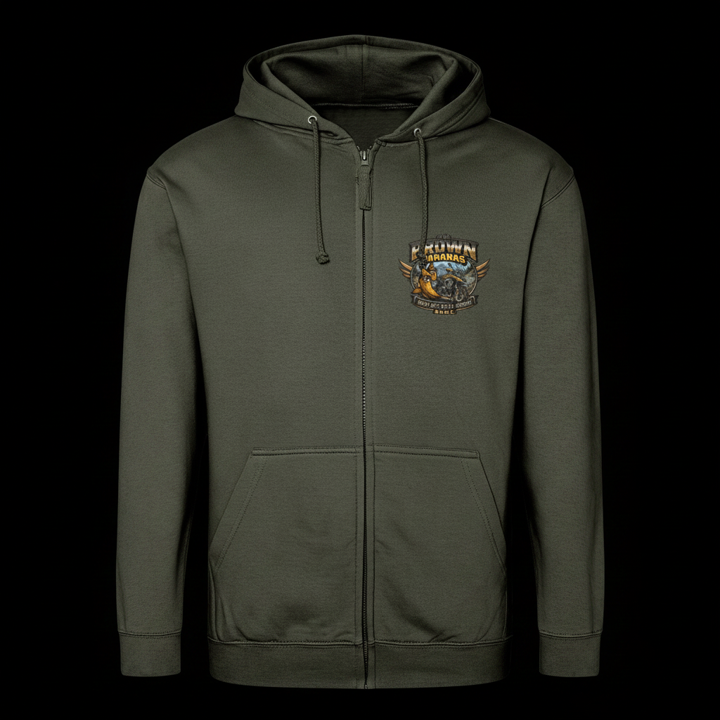 Adventure Bikes Zip Hoodie - Graphite - Black Background