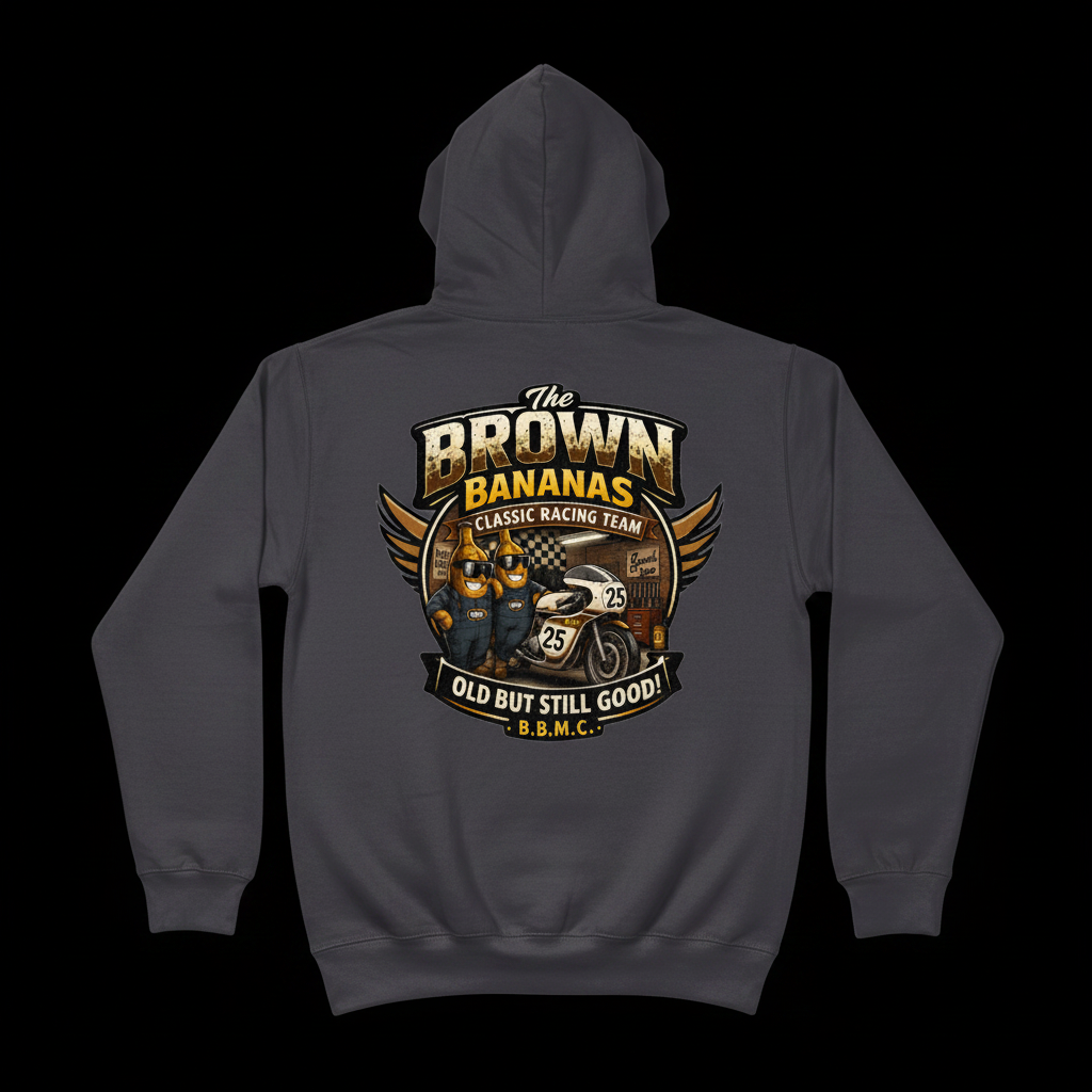 Classic Racing Winter Hoodie - Charcoal Back - Black Background