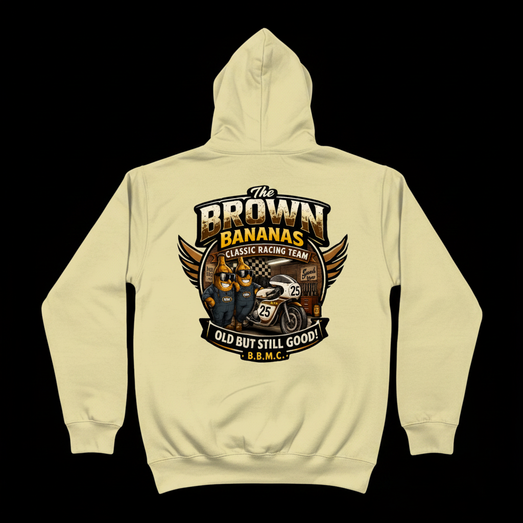 Classic Racing Winter Hoodie - Cream Back - Black Background
