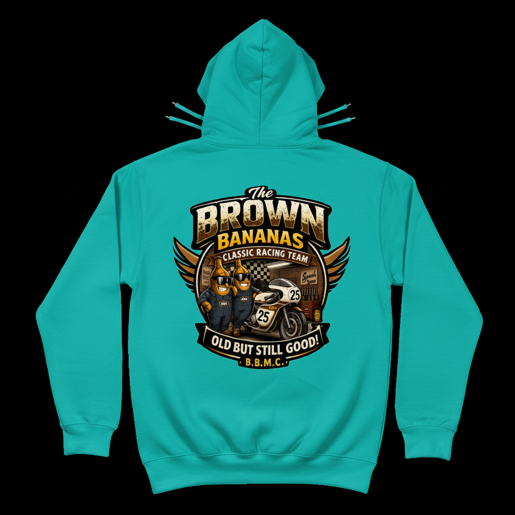 Classic Racing Winter Hoodie - Teal Back - Black Background