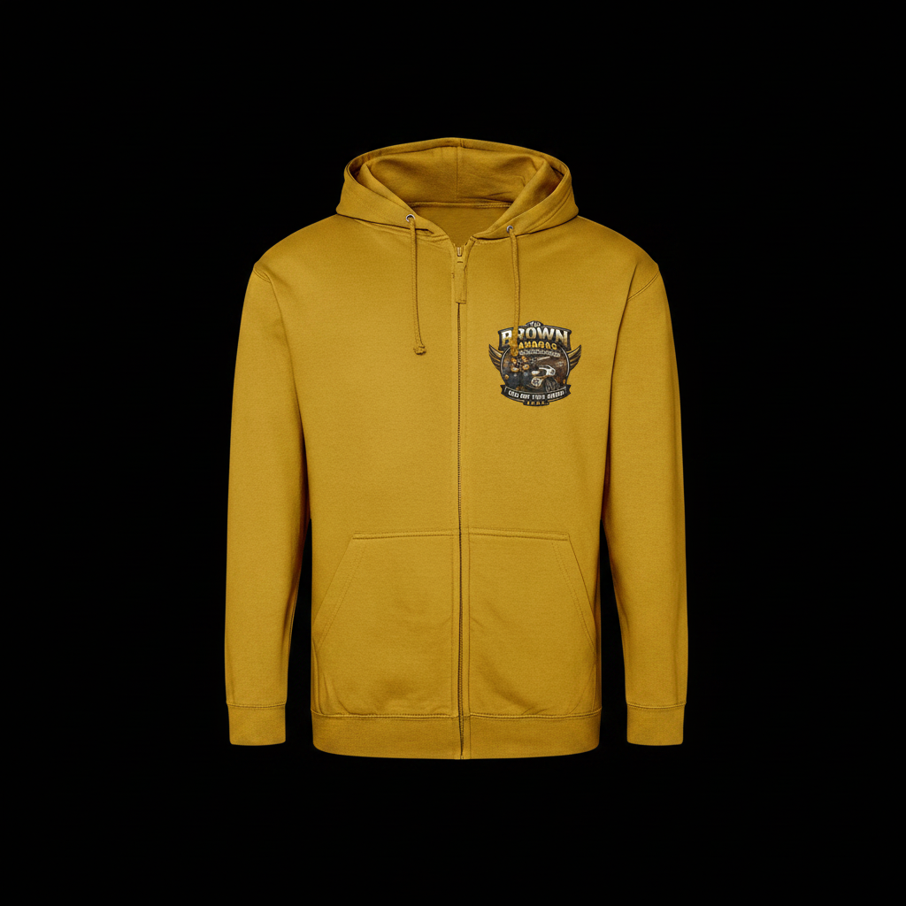 Classic Racing Zip Hoodie - Mustard - Black Background