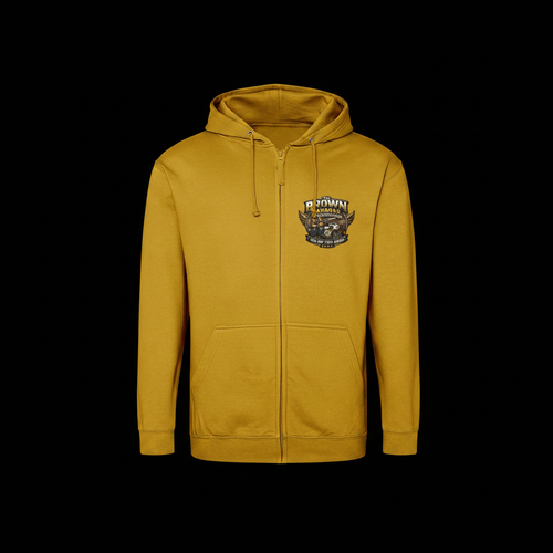 Classic Racing Zip Hoodie - Mustard - Black Background