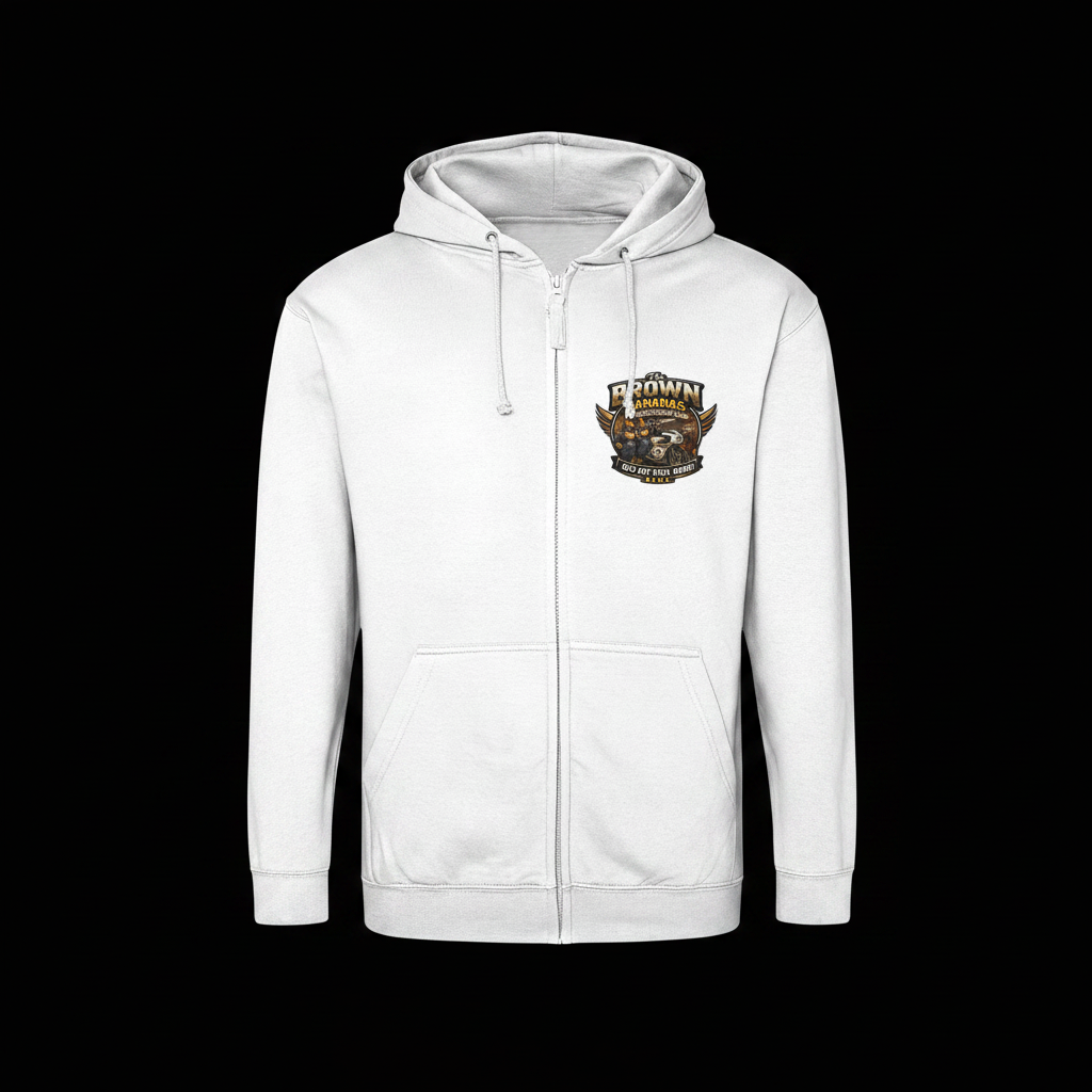 Classic Racing Zip Hoodie - White - Black Background