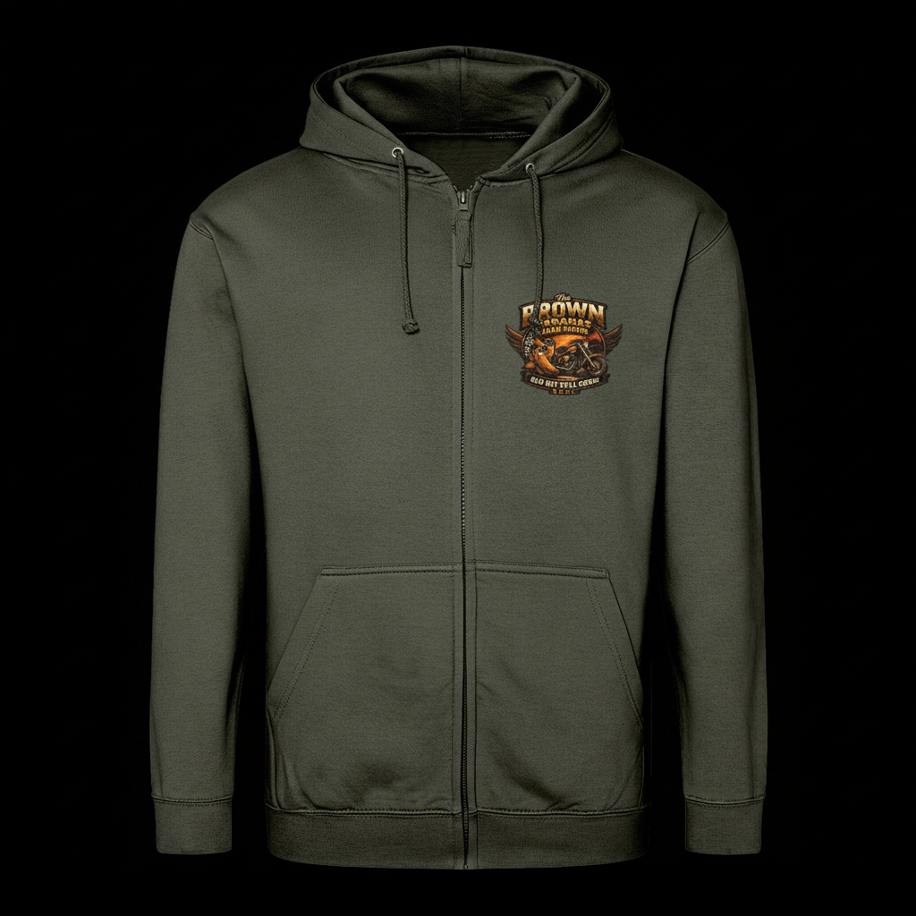 Dark Fruits Zip Hoodie - Olive - Black Background