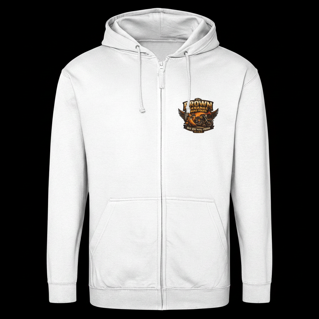 Dark Fruits Zip Hoodie - White - Black Background