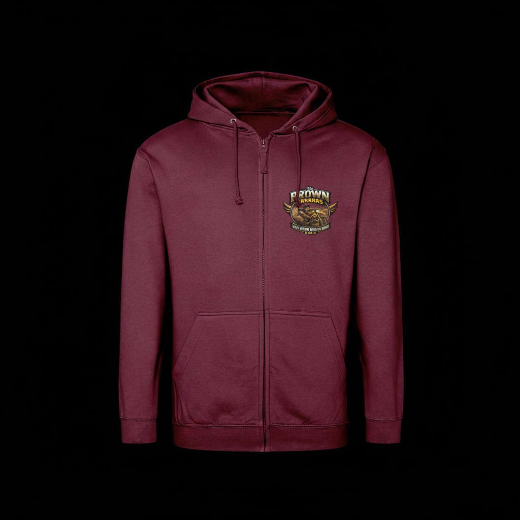 Dirty Zip Hoodie - Burgundy - Black Background