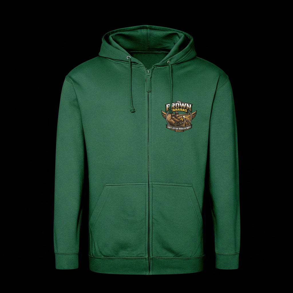 Dirty Zip Hoodie - Forest Green - Black Background
