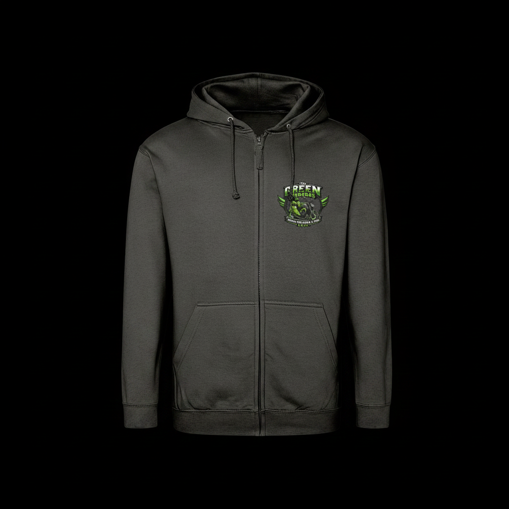Green Bananas Zip Hoodie - Charcoal - Black Background