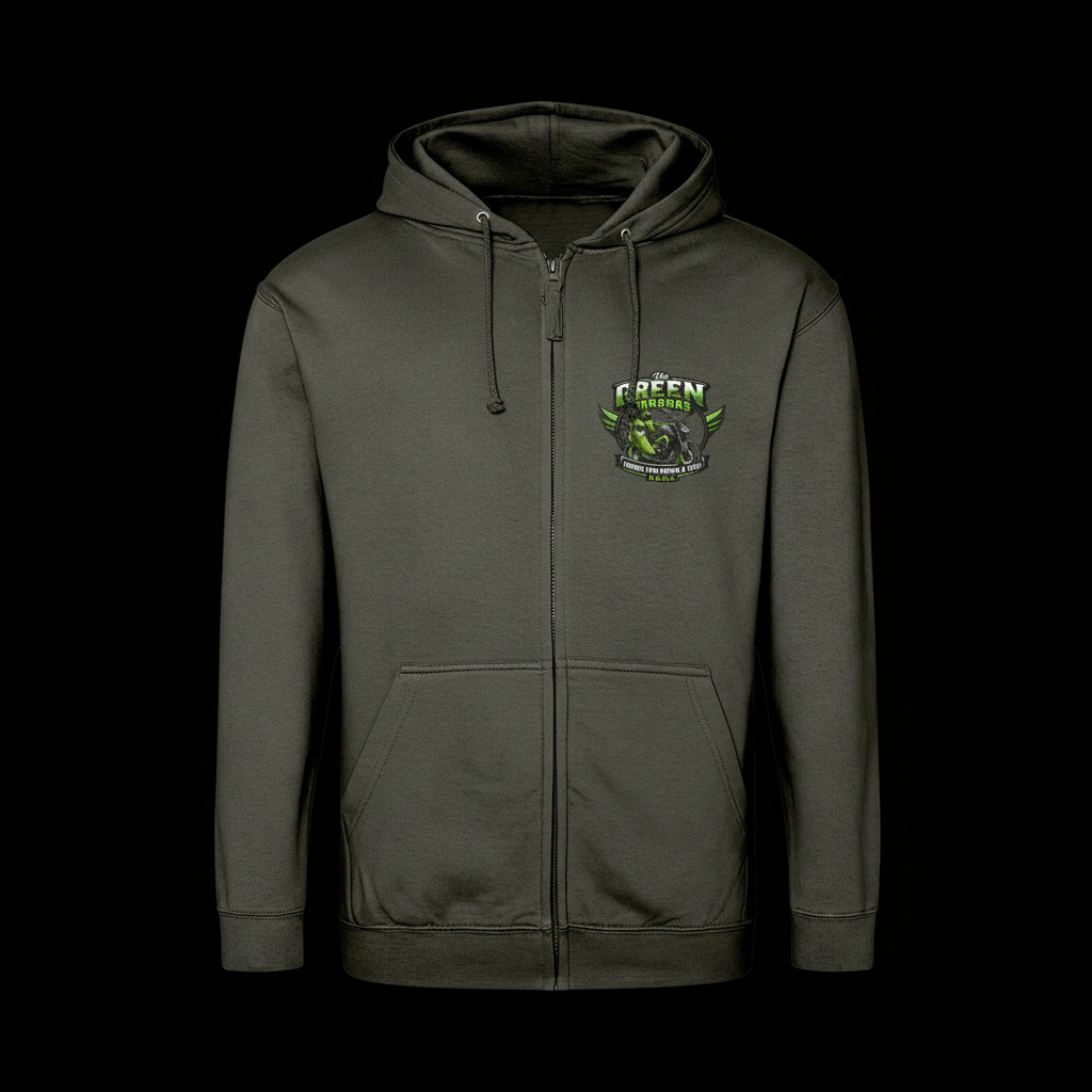 Green Bananas Zip Hoodie - Olive - Black Background