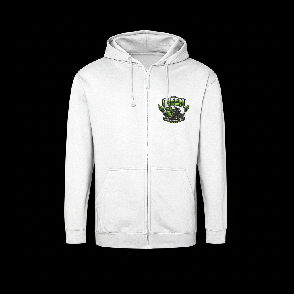 Green Bananas Zip Hoodie - White - Black Background