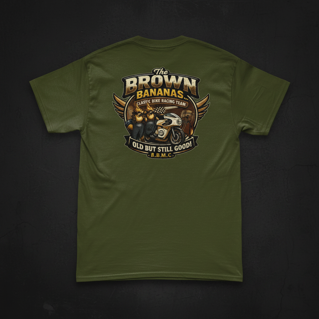 B.B.M.C Classic Racing Team T-Shirt dark background mockup
