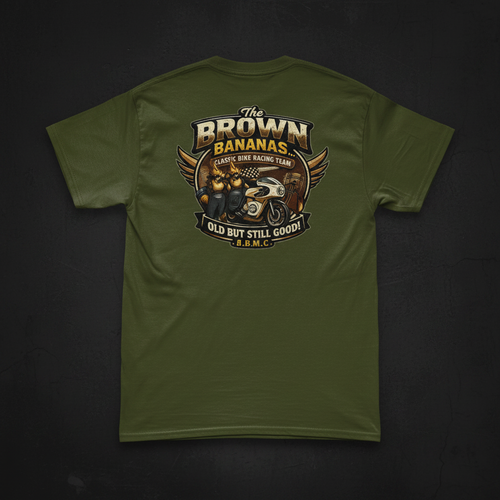 B.B.M.C Classic Racing Team T-Shirt dark background mockup