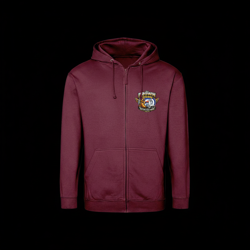 MOD Zip Hoodie - Burgundy - Black Background