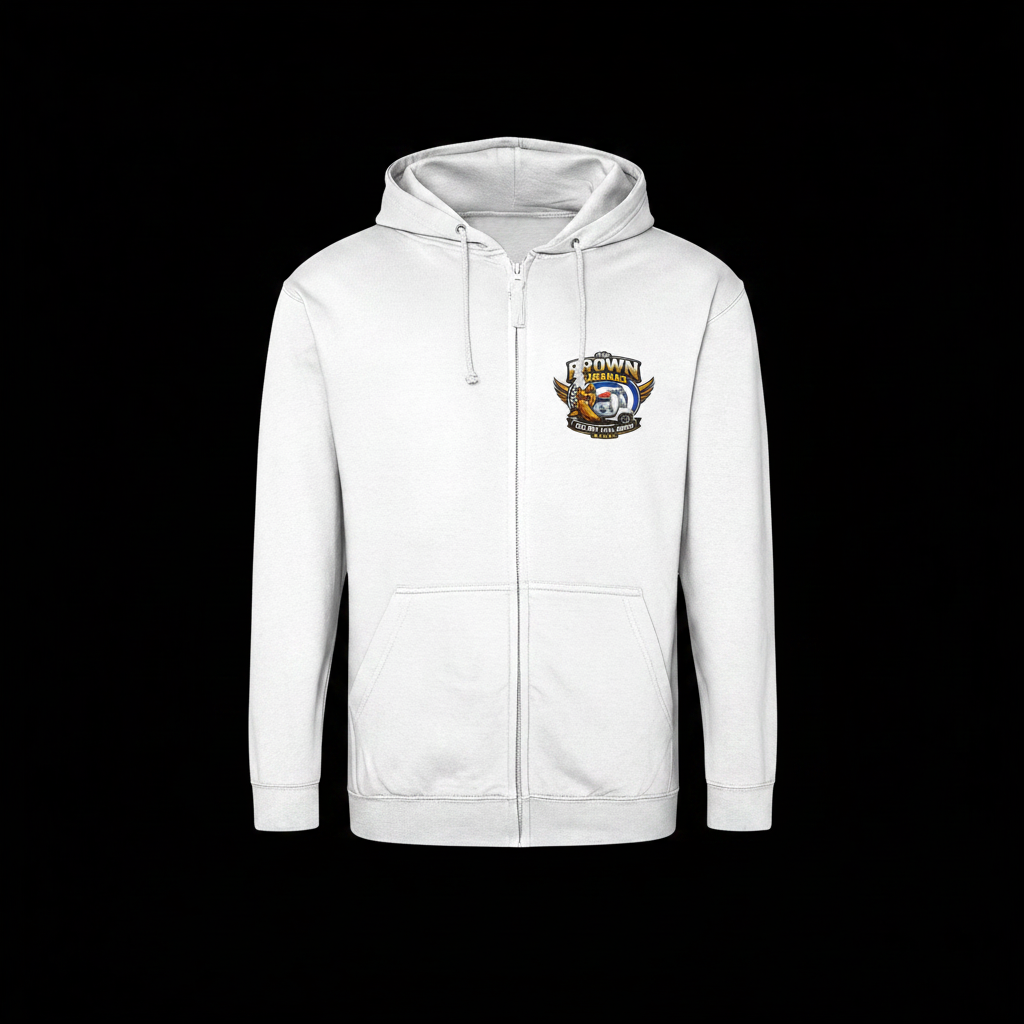 MOD Zip Hoodie - White - Black Background