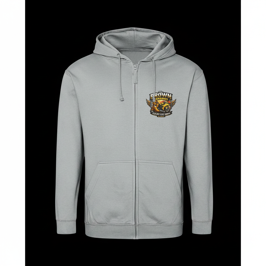 Superbike Zip Hoodie - Light Grey - Black Background