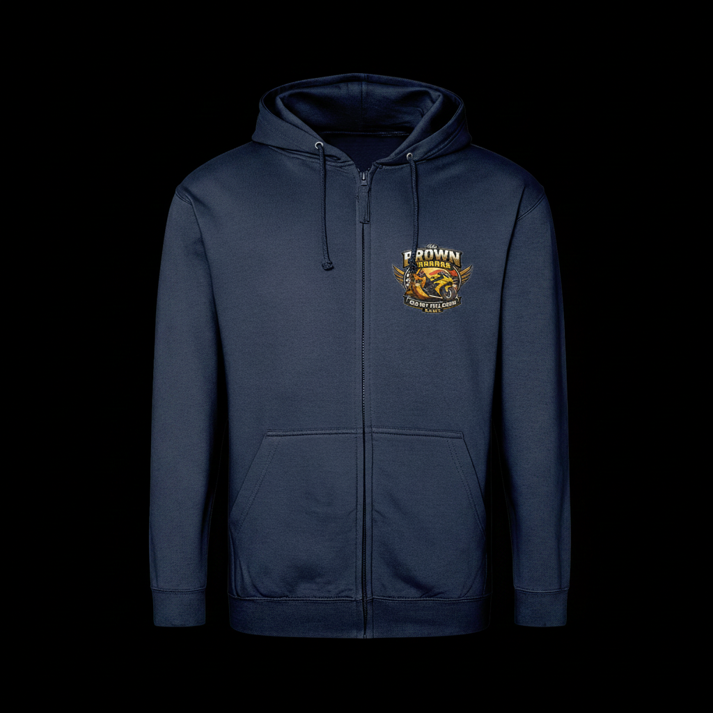 Superbike Zip Hoodie - Navy - Black Background
