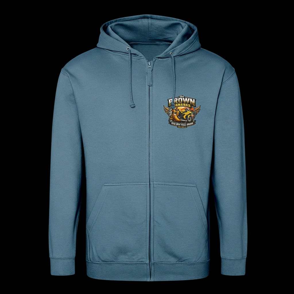 Superbike Zip Hoodie - Steel Blue - Black Background